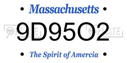 9D95O2 Massachusetts License Plate