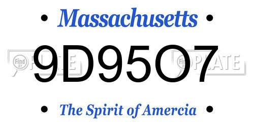 9D95O7 Massachusetts License Plate