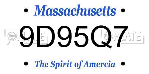 9D95Q7 Massachusetts License Plate