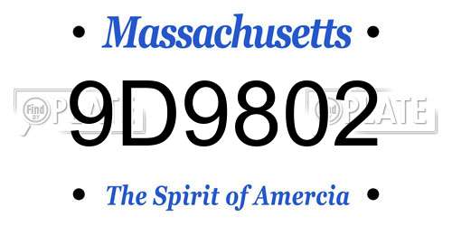 9D9802 Massachusetts License Plate