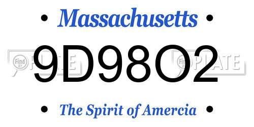 9D98O2 Massachusetts License Plate