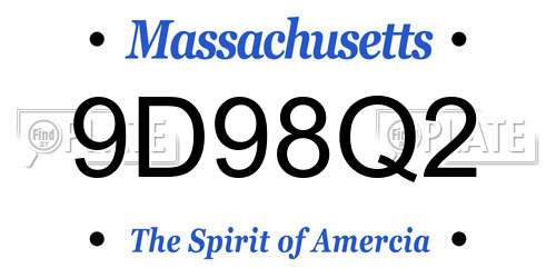 9D98Q2 Massachusetts License Plate