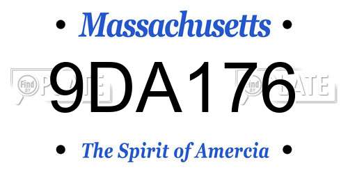 9DA176 Massachusetts License Plate