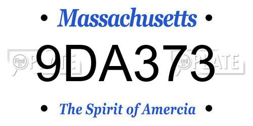 9DA373 Massachusetts License Plate