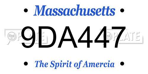 9DA447 Massachusetts License Plate