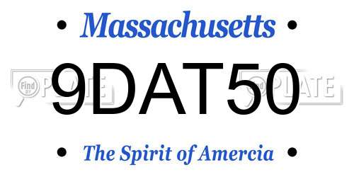 9DAT50 Massachusetts License Plate