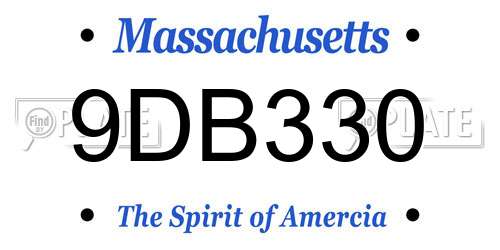 9DB330 Massachusetts License Plate