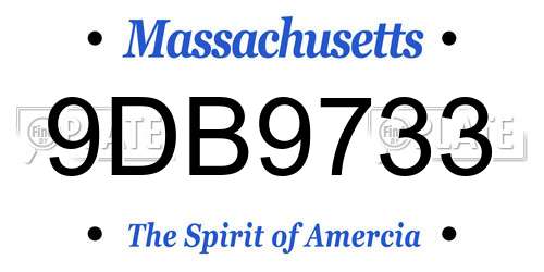 9DB9733 Massachusetts License Plate