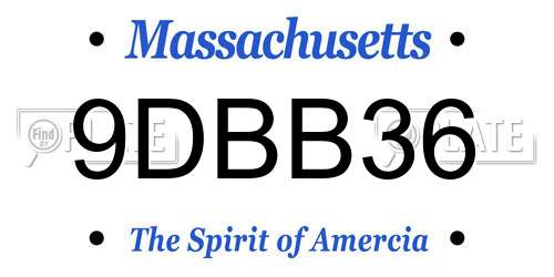 9DBB36 Massachusetts License Plate