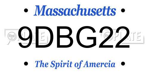 9DBG22 Massachusetts License Plate