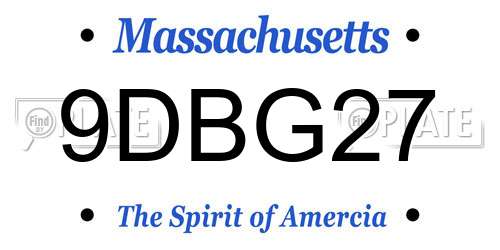 9DBG27 Massachusetts License Plate
