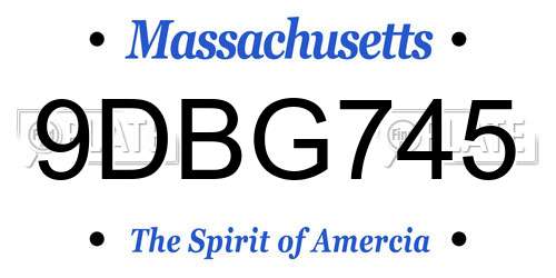 9DBG745 Massachusetts License Plate