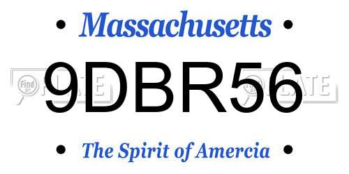 9DBR56 Massachusetts License Plate