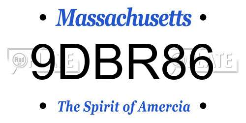 9DBR86 Massachusetts License Plate