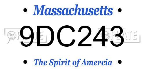 9DC243 Massachusetts License Plate
