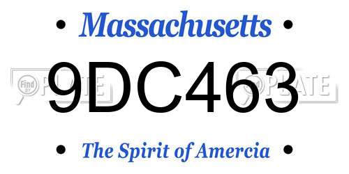 9DC463 Massachusetts License Plate