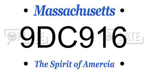9DC916 Massachusetts License Plate