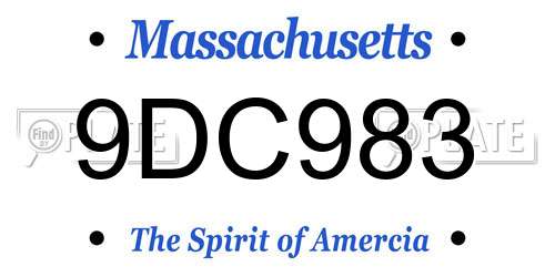 9DC983 Massachusetts License Plate