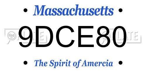 9DCE80 Massachusetts License Plate