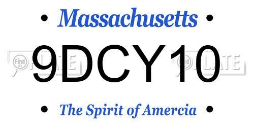 9DCY10 Massachusetts License Plate