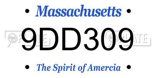 9DD309 Massachusetts License Plate