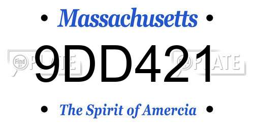9DD421 Massachusetts License Plate