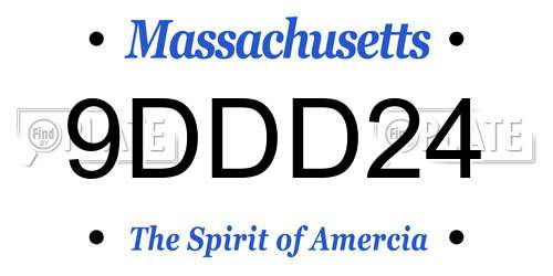 9DDD24 Massachusetts License Plate