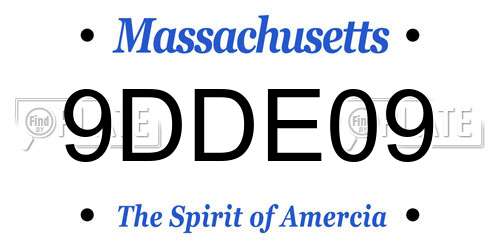 9DDE09 Massachusetts License Plate