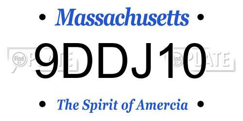 9DDJ10 Massachusetts License Plate