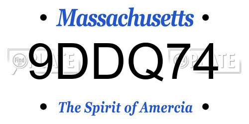 9DDQ74 Massachusetts License Plate
