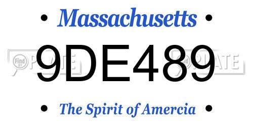 9DE489 Massachusetts License Plate