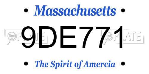 9DE771 Massachusetts License Plate
