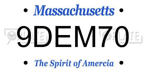9DEM70 Massachusetts License Plate