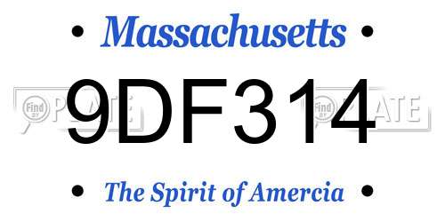 9DF314 Massachusetts License Plate