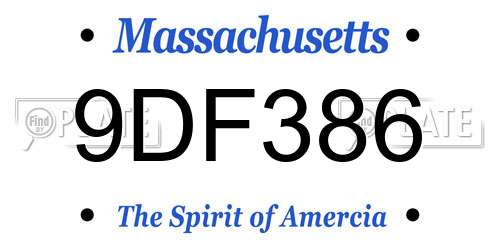 9DF386 Massachusetts License Plate