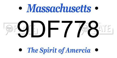 9DF778 Massachusetts License Plate
