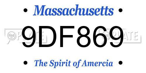 9DF869 Massachusetts License Plate