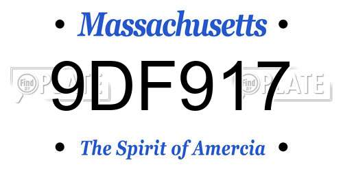 9DF917 Massachusetts License Plate