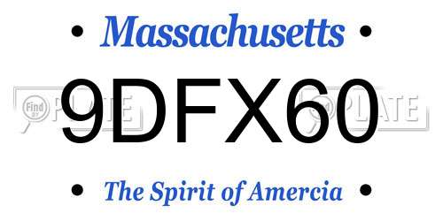 9DFX60 Massachusetts License Plate