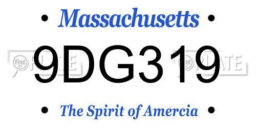 9DG319 Massachusetts License Plate