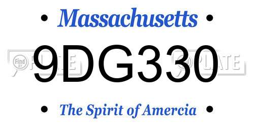 9DG330 Massachusetts License Plate