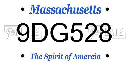 9DG528 Massachusetts License Plate