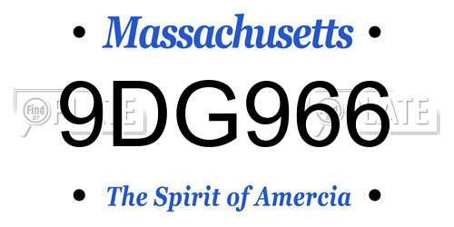 9DG966 Massachusetts License Plate