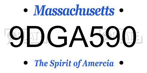 9DGA590 Massachusetts License Plate