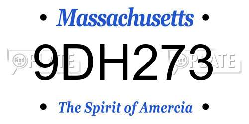 9DH273 Massachusetts License Plate