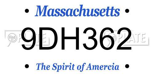 9DH362 Massachusetts License Plate