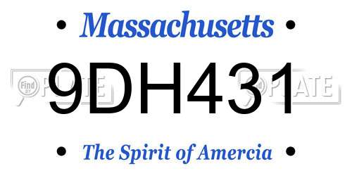 9DH431 Massachusetts License Plate