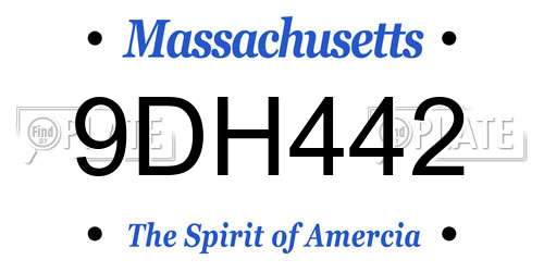 9DH442 Massachusetts License Plate