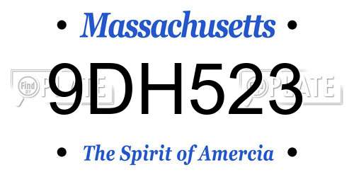 9DH523 Massachusetts License Plate