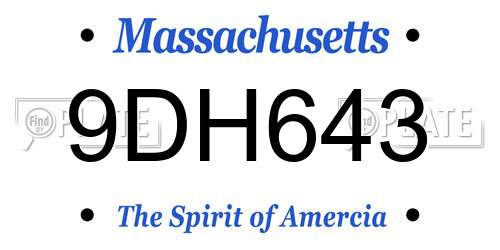 9DH643 Massachusetts License Plate
